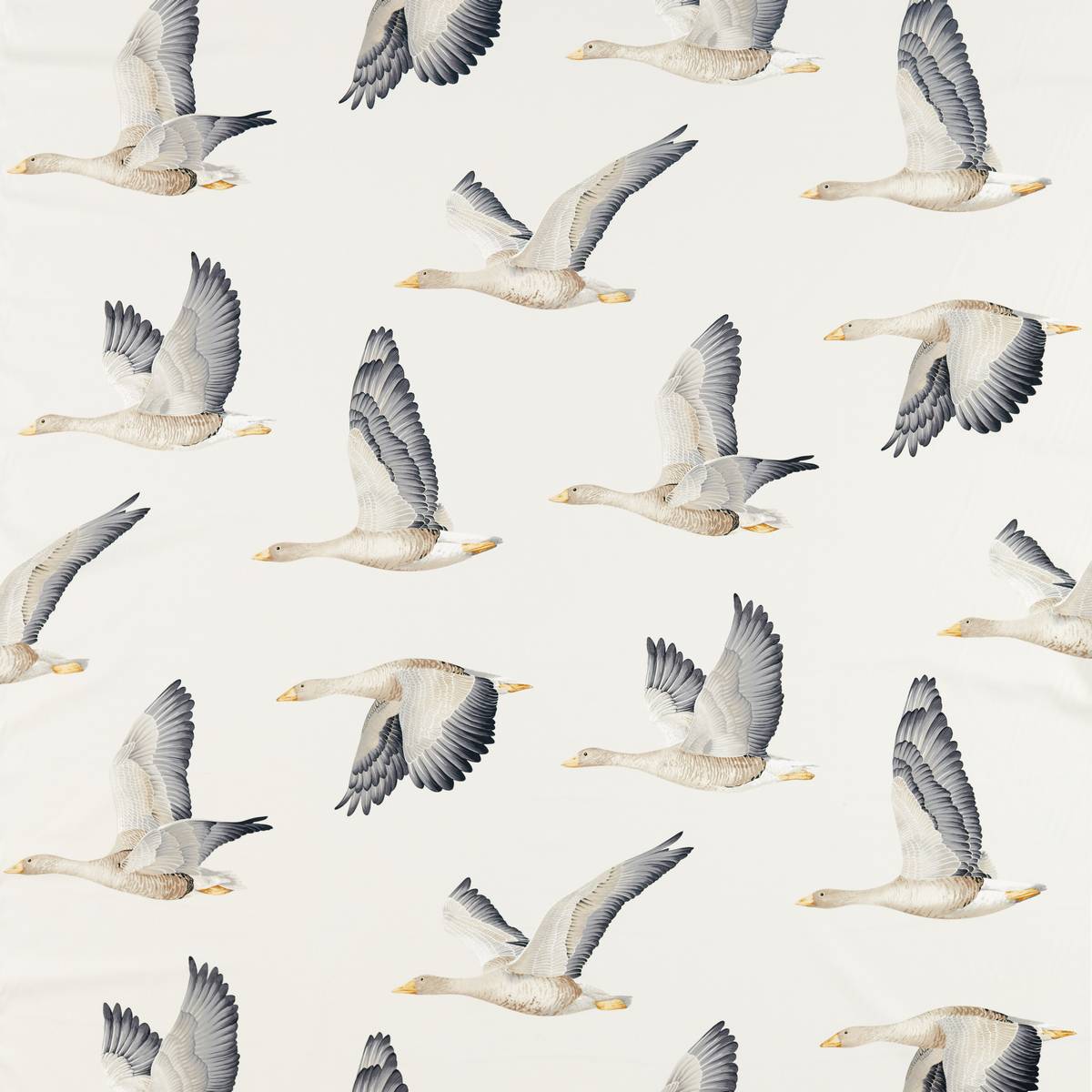 Elysian Geese Silver/Chalk Fabric by Sanderson