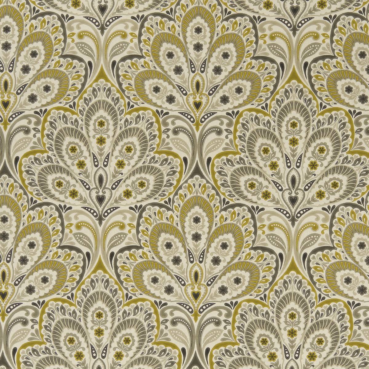 Persia Charcoal/Ochre Fabric by Clarke & Clarke