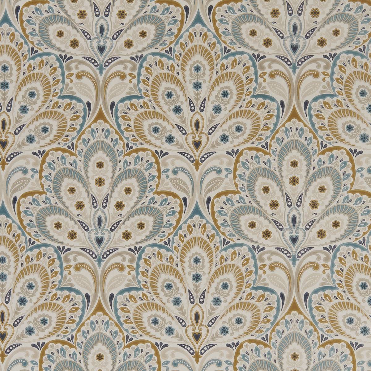 Persia Teal/Spice Fabric by Clarke & Clarke