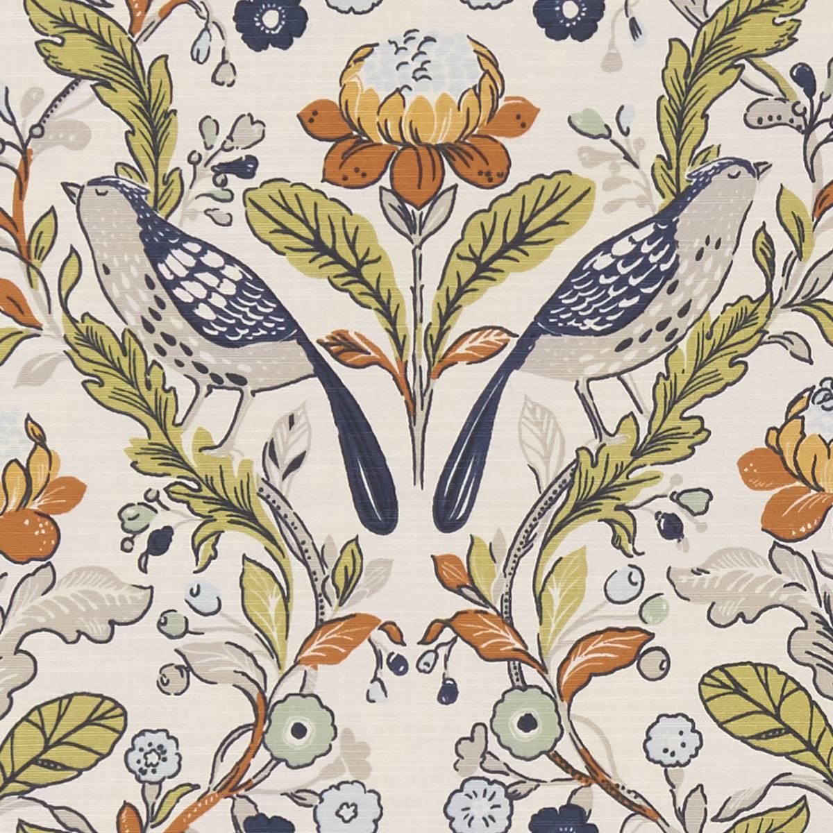 Orchard Birds Denim/Spice Fabric by Studio G