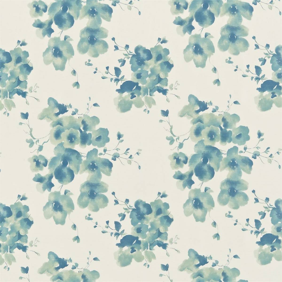 Mandarin Flowers Turquoise Fabric by Sanderson
