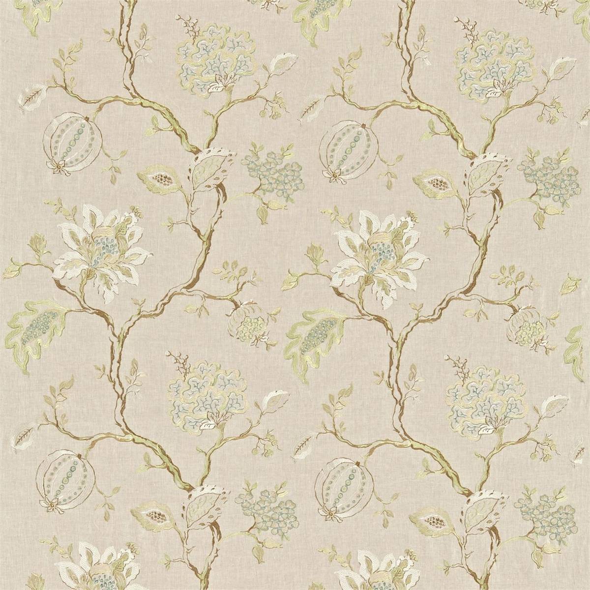 Hadham Embroidery Pearl/Linen Fabric by Sanderson