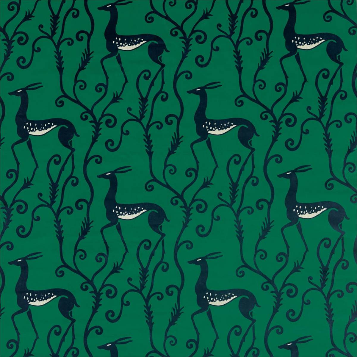 Deco Deer Velvet Malachite Fabric by Zoffany