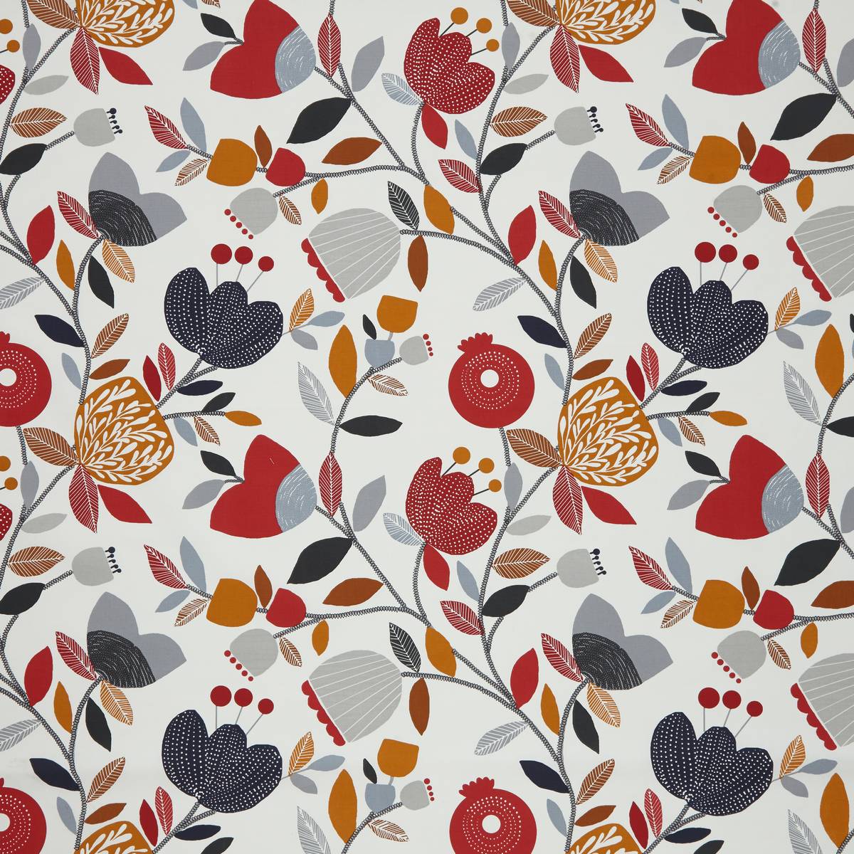 Pomegranate Trail Scarlet Fabric by iLiv