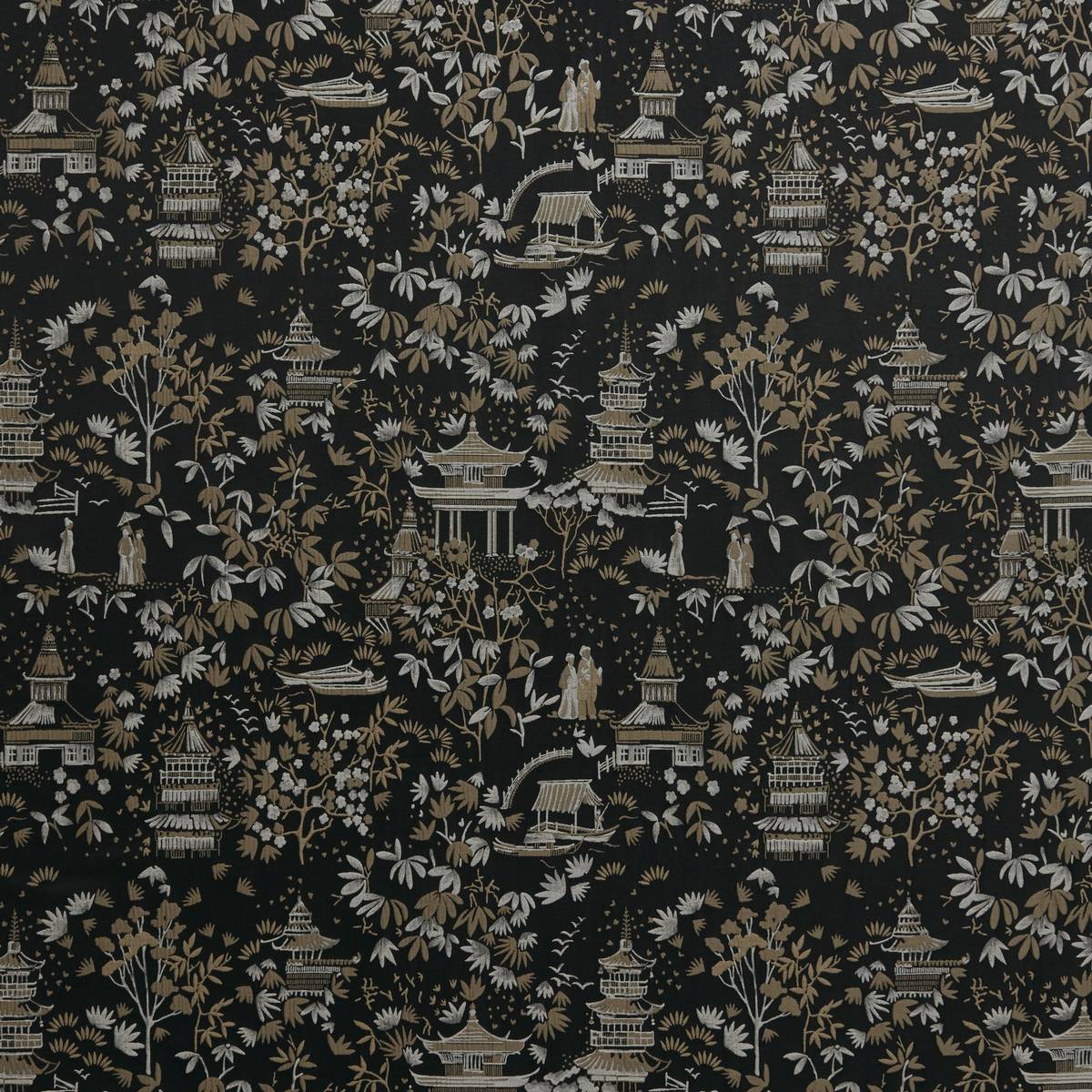 Chinoiserie Jet Fabric by iLiv