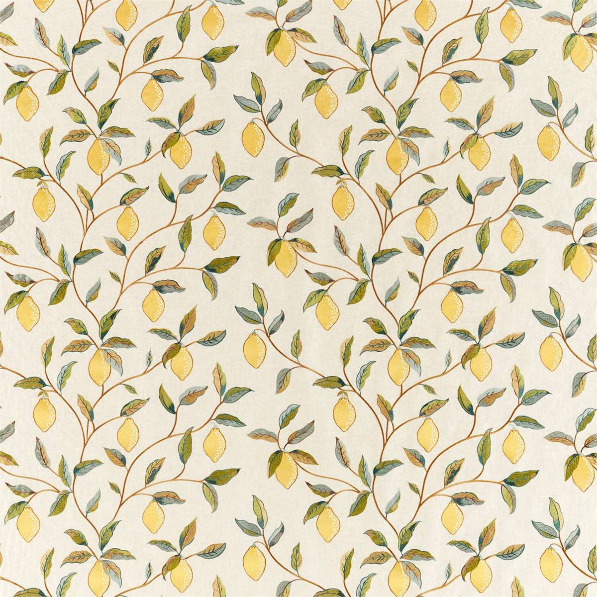 Lemon Tree Embroidery Bayleaf/Lemon Fabric by William Morris & Co.