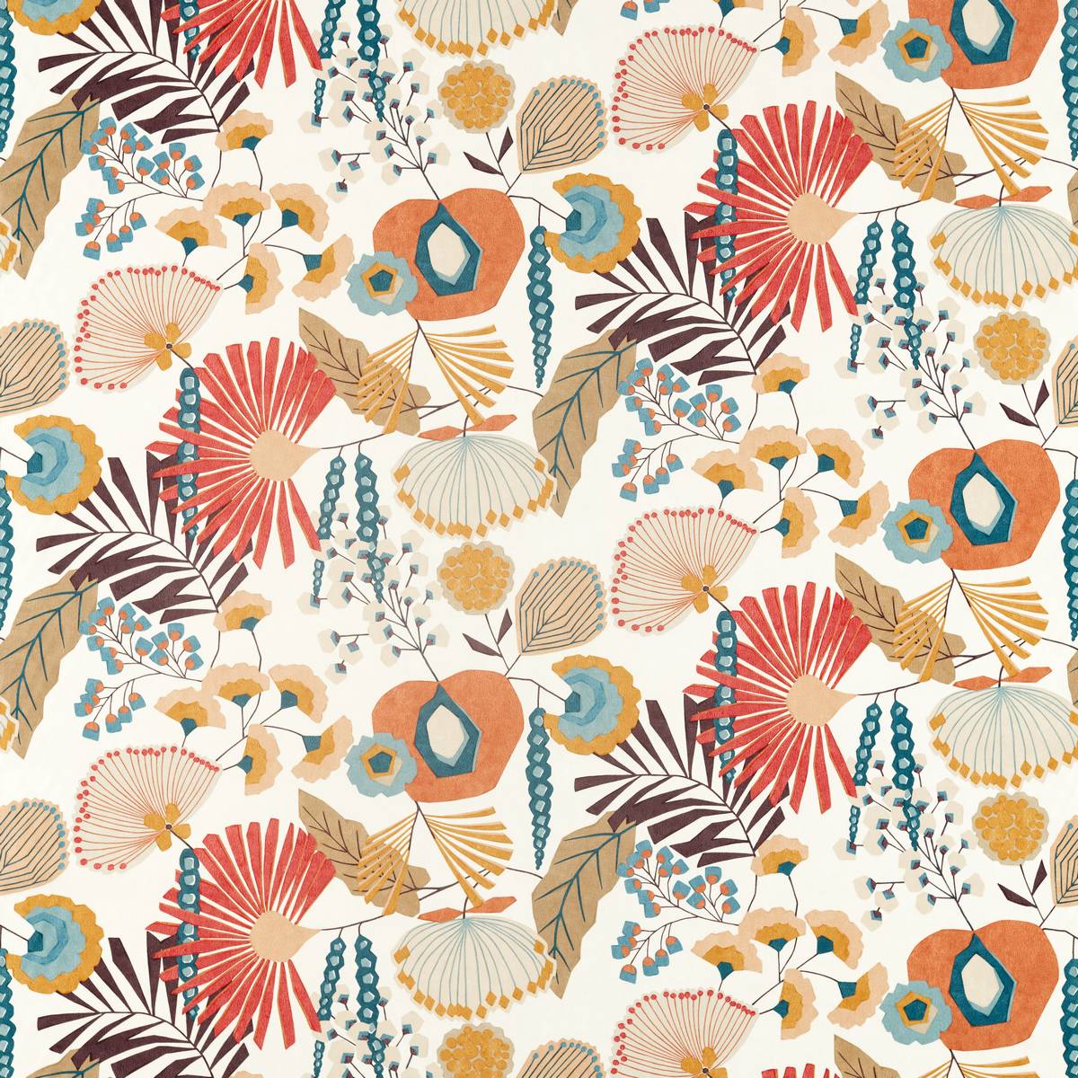 Zavala Russet/Navy/Lagoon Fabric by Harlequin