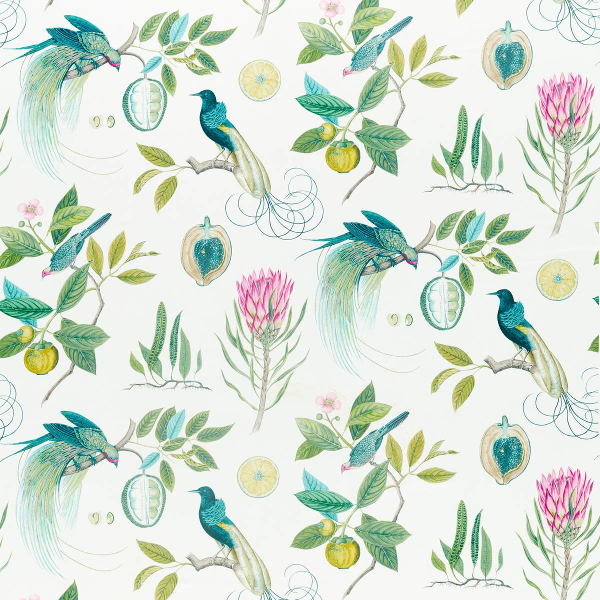Paradesia Botanical Green Fabric by Sanderson