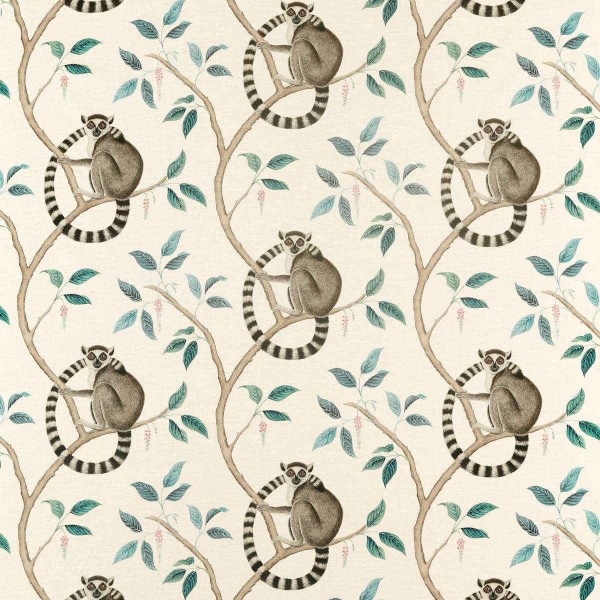 Ringtailed Lemur Grey Fabric by Sanderson