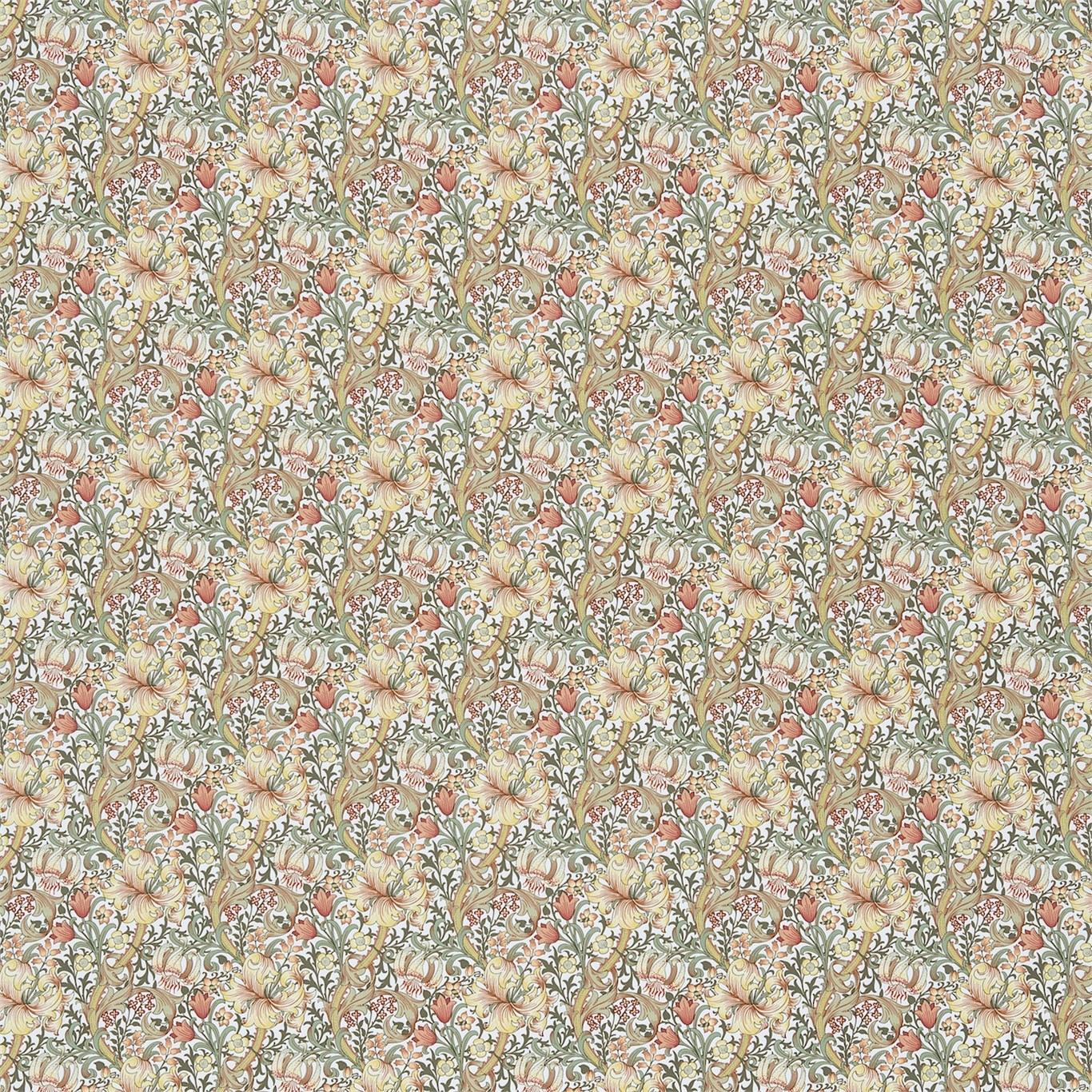 Golden Lily Minor Floral and Botanical Fabric by William Morris & Co.