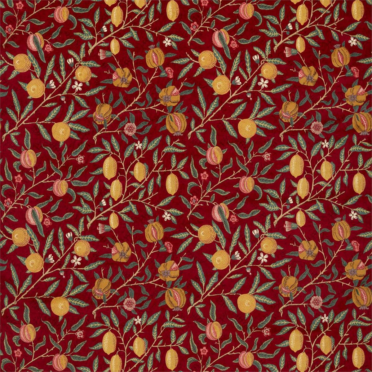 Fruit Velvet Madder/Bayleaf Fabric by William Morris & Co.