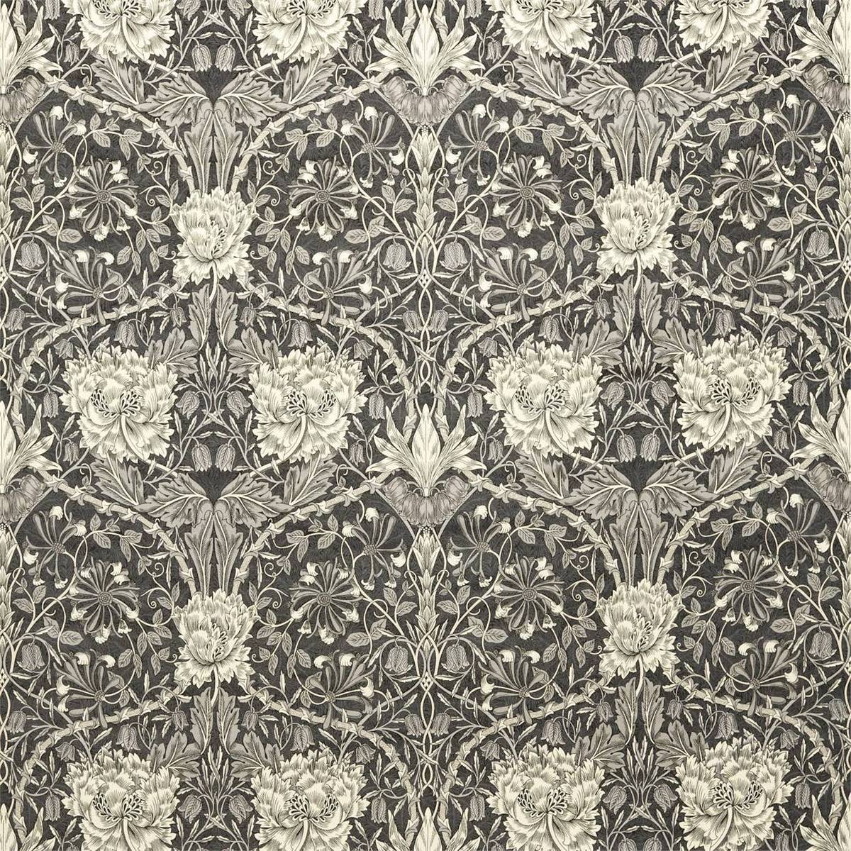 Honeysuckle And Tulip Velvet Black Walnut/Stone Fabric by William Morris & Co.