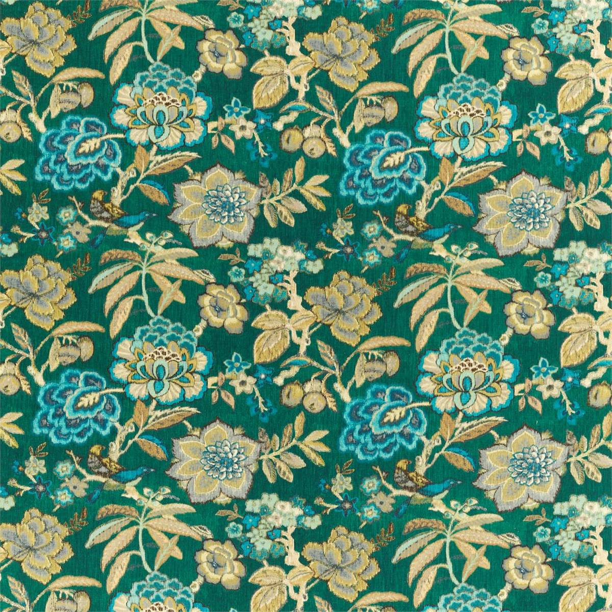 Indra Flower Emerald Fabric by Sanderson