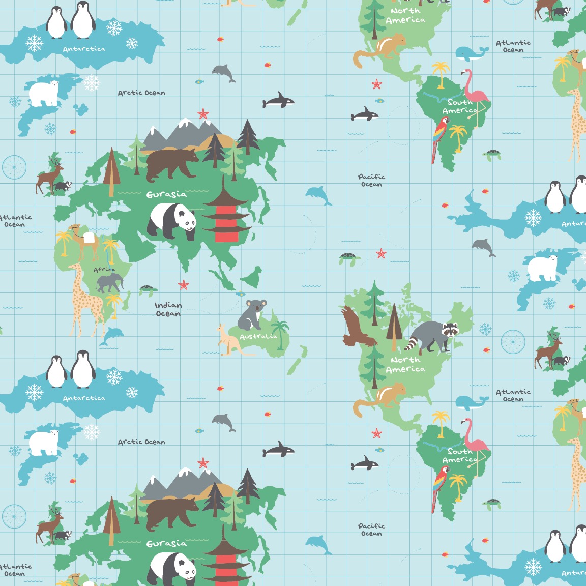 World Map Multi Fabric by Fryetts