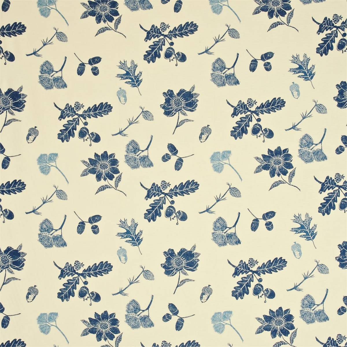 Sweet Chestnut Indigo/Linen Fabric by Sanderson
