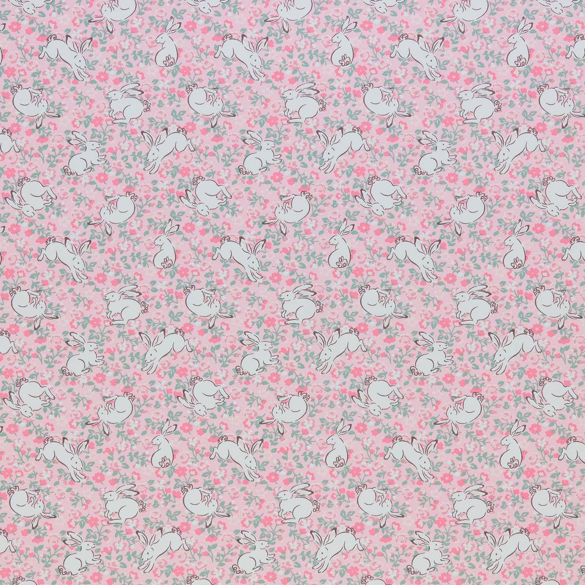 Jumping Bunnies Blush Fabric by Cath Kidston