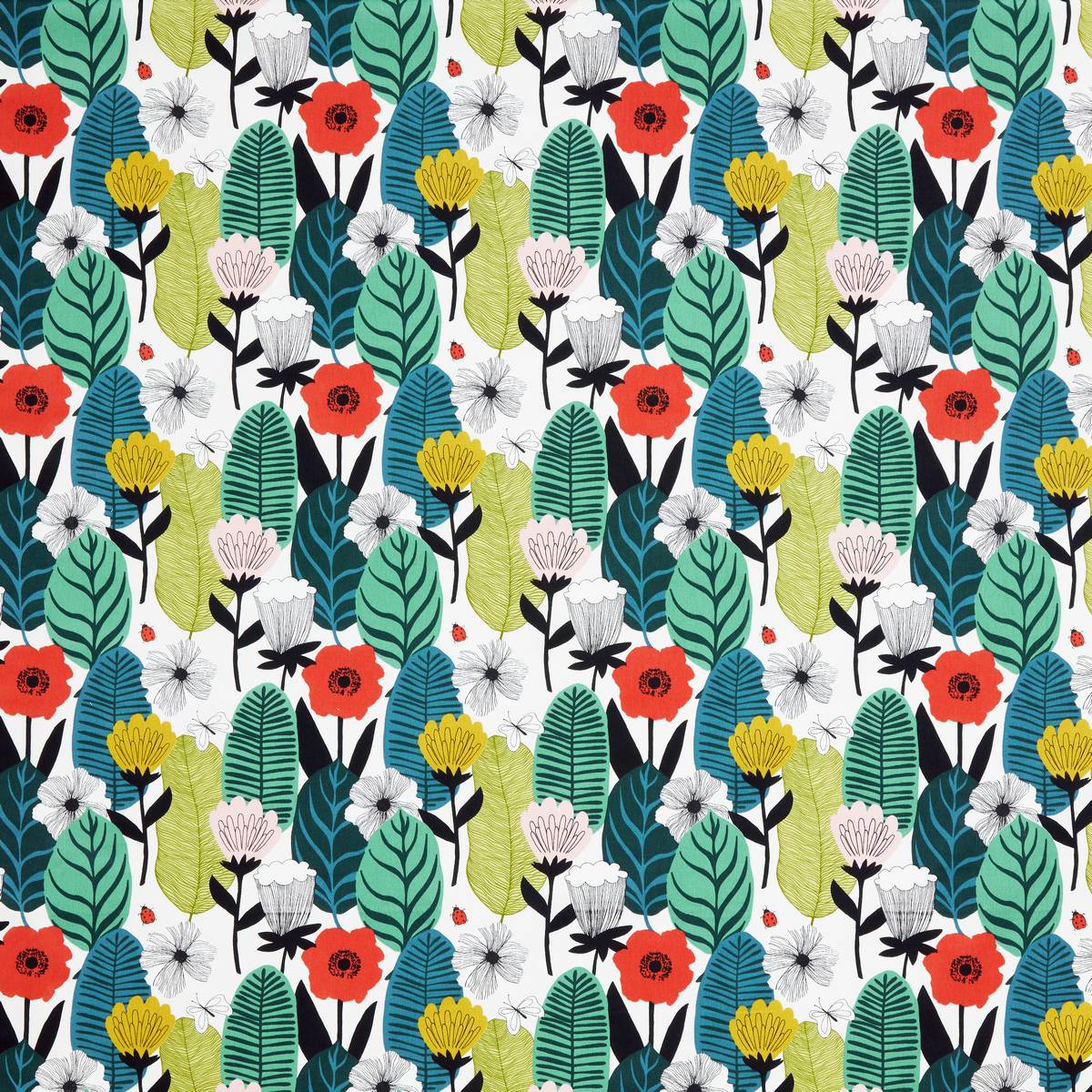 Blooma Poppy Fabric by iLiv