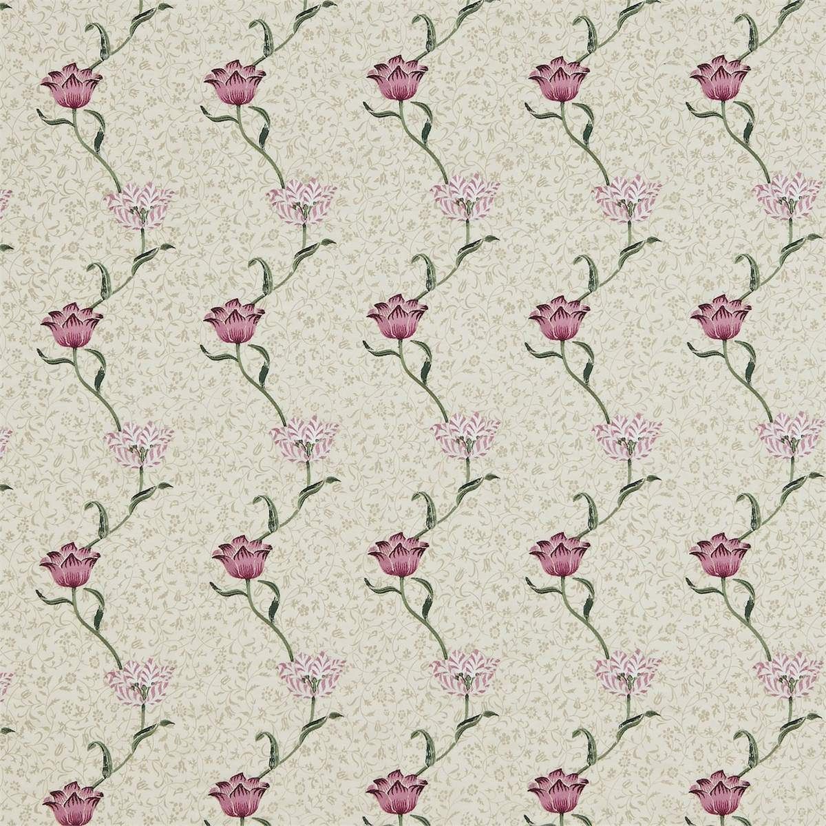 Garden Tulip Rose/Bayleaf Fabric by William Morris & Co.