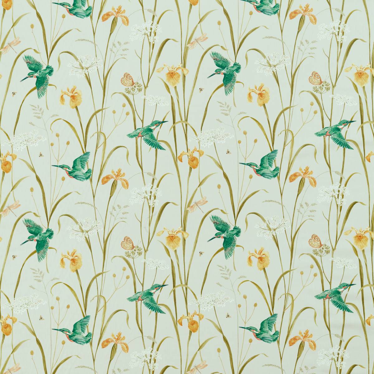 Kingfisher & Iris Teal/Amber Fabric by Sanderson