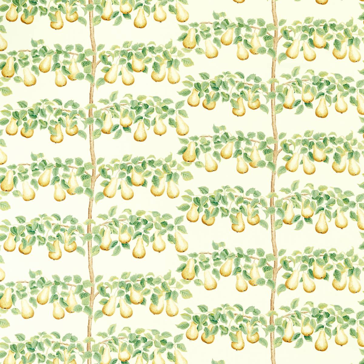 Perry Pears Ochre/Leaf Green Fabric by Sanderson