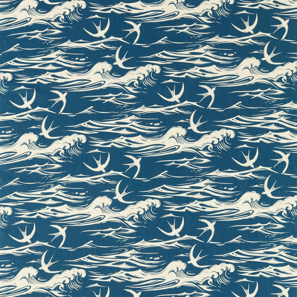 Swallows At Sea Navy Fabric by Sanderson