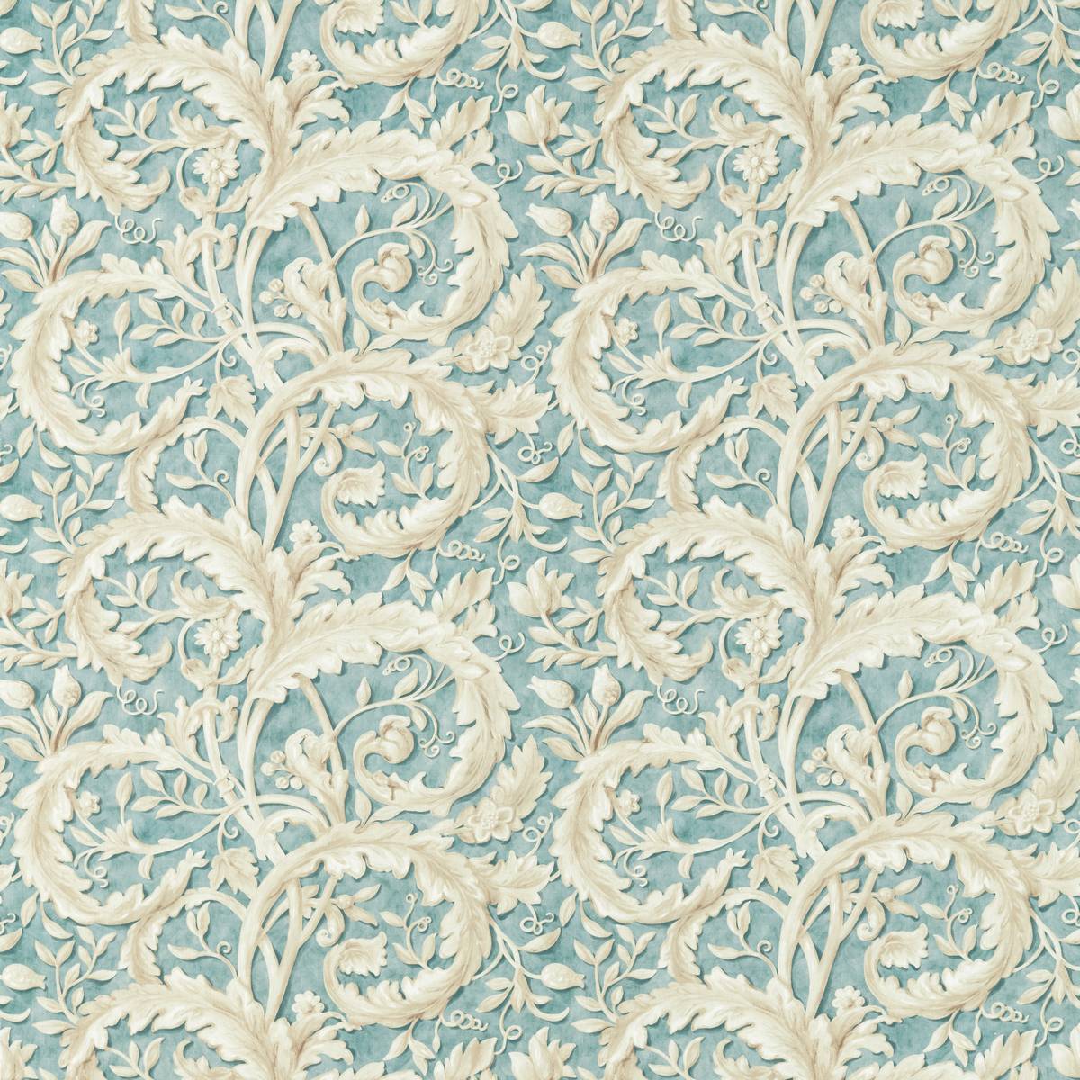 Tilia Lime Soft Teal Fabric by Sanderson