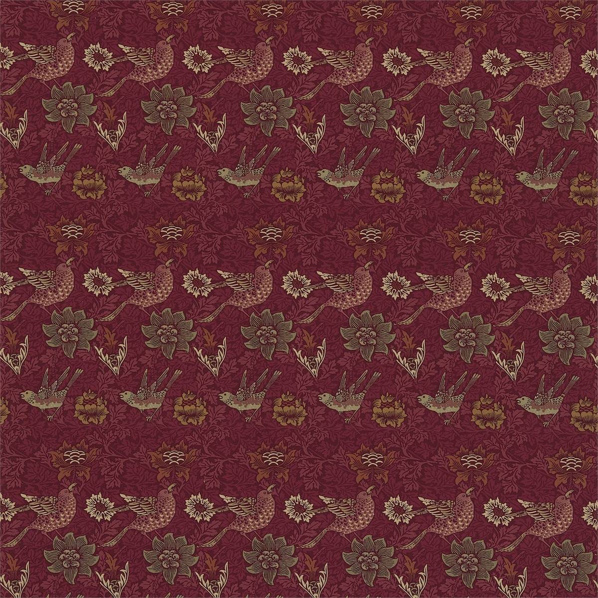 Bird & Anemone Red Clay Fabric by William Morris & Co.