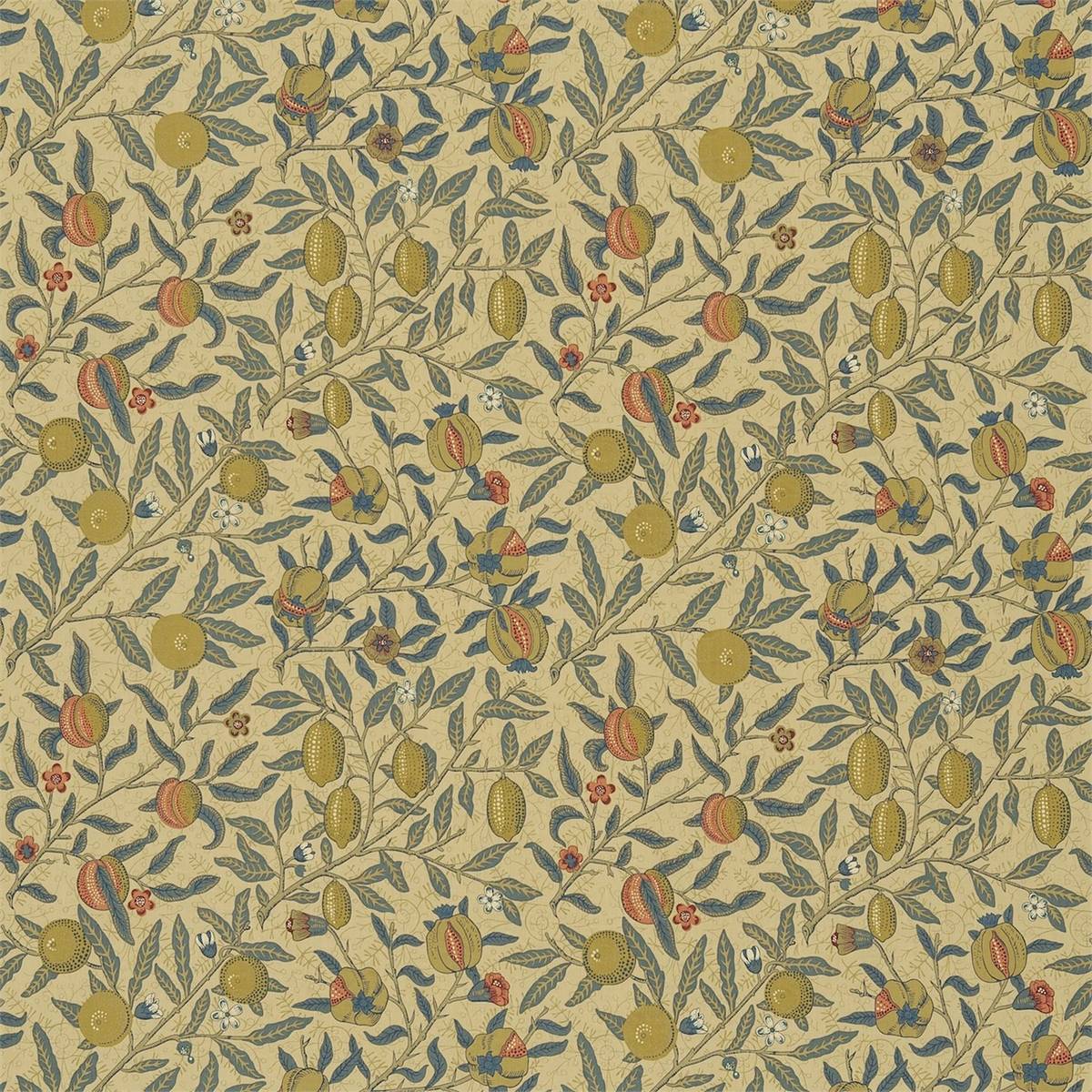 Fruit Mustard/Blue Fabric by William Morris & Co.
