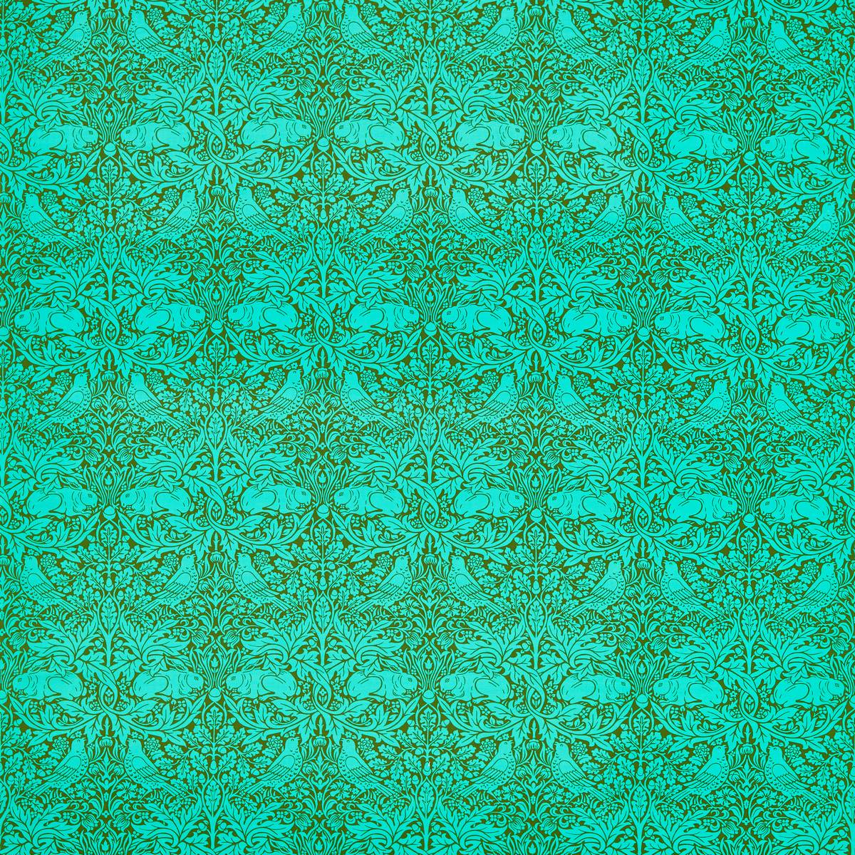 Brer Rabbit Olive/Turquoise Fabric by William Morris & Co.