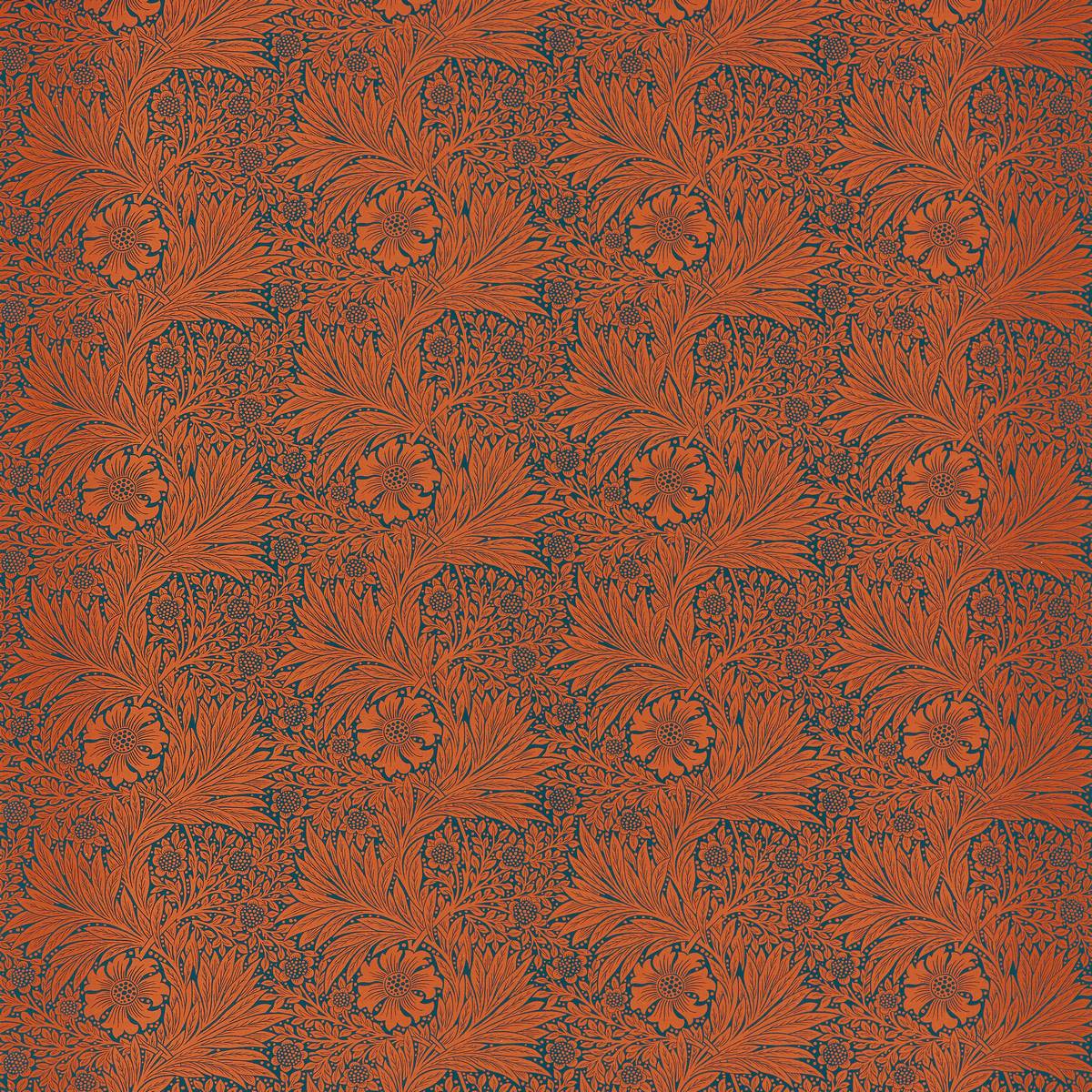 Marigold Navy/Burnt Orange Fabric by William Morris & Co.