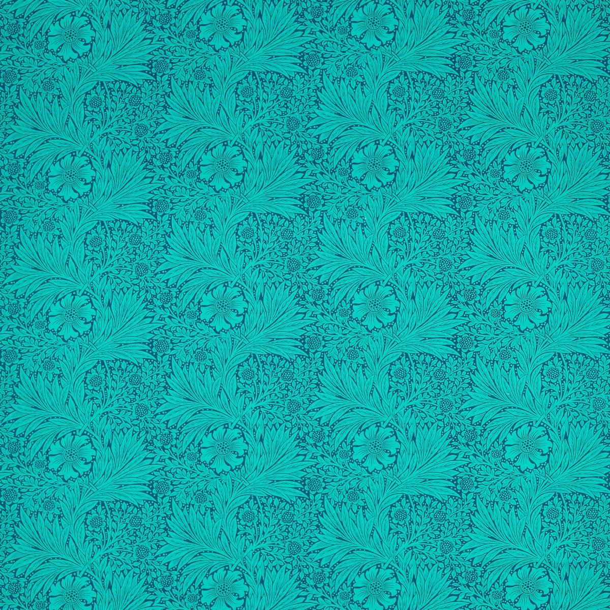 Marigold Navy/Turquoise Fabric by William Morris & Co.