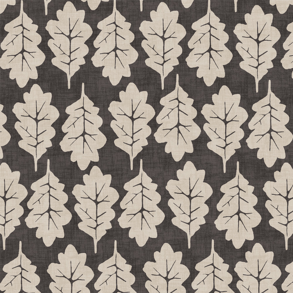 Oak Leaf Ebony Fabric by iLiv