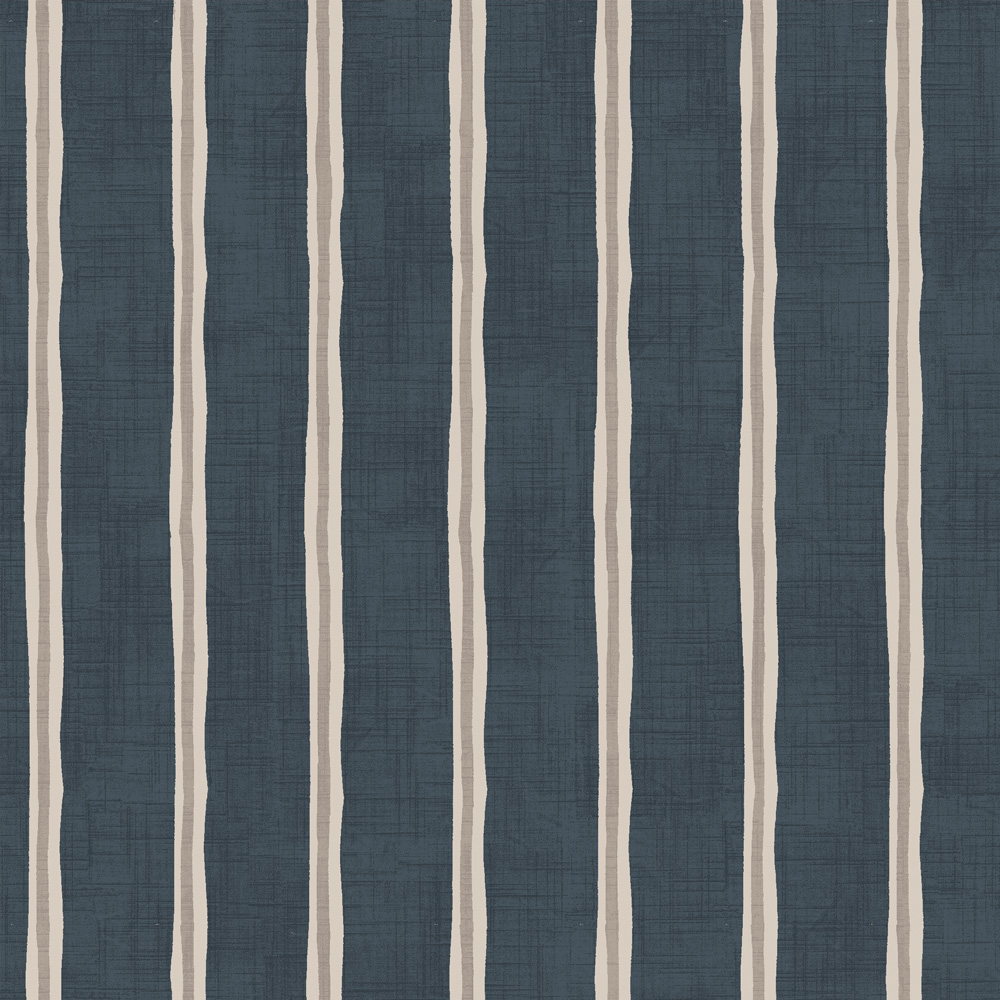 Rowing Stripe Midnight Fabric by iLiv