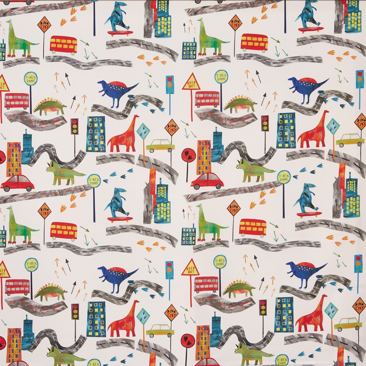 Dino City Jungle Fabric by Prestigious Textiles