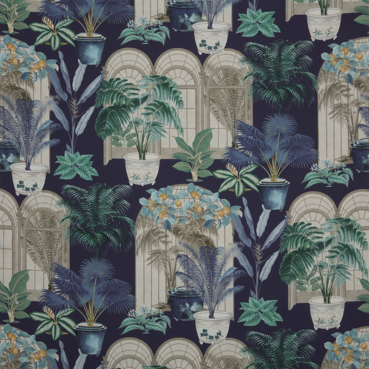Victorian Glasshouse Moonlight Fabric by iLiv