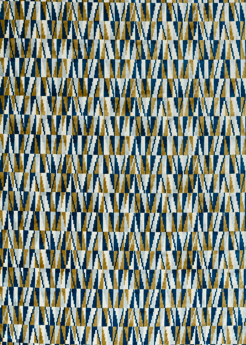 Acute Cobalt/ Ochre Fabric by Harlequin
