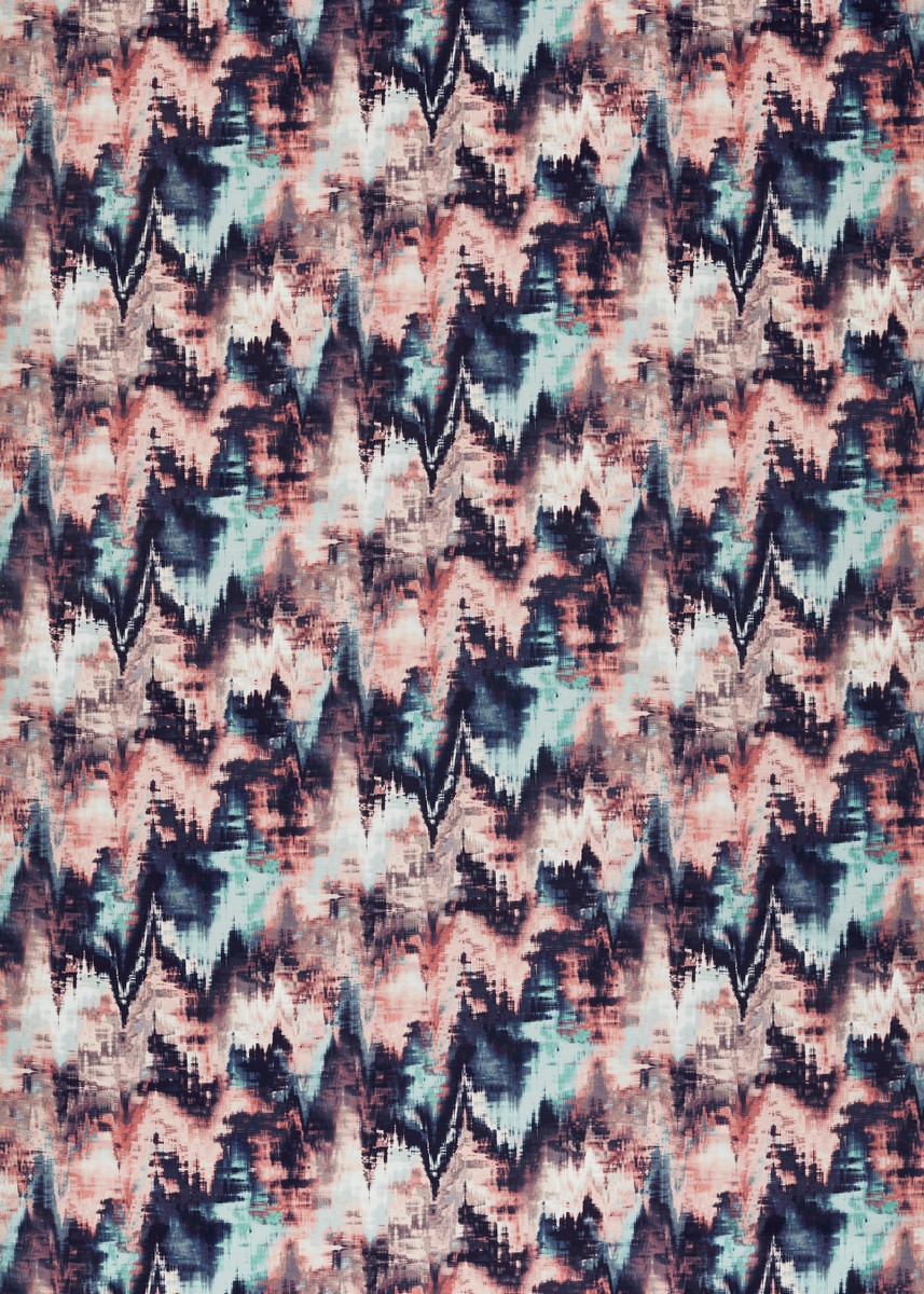 Distortion Rosewood/Neptune/Azure Fabric by Harlequin