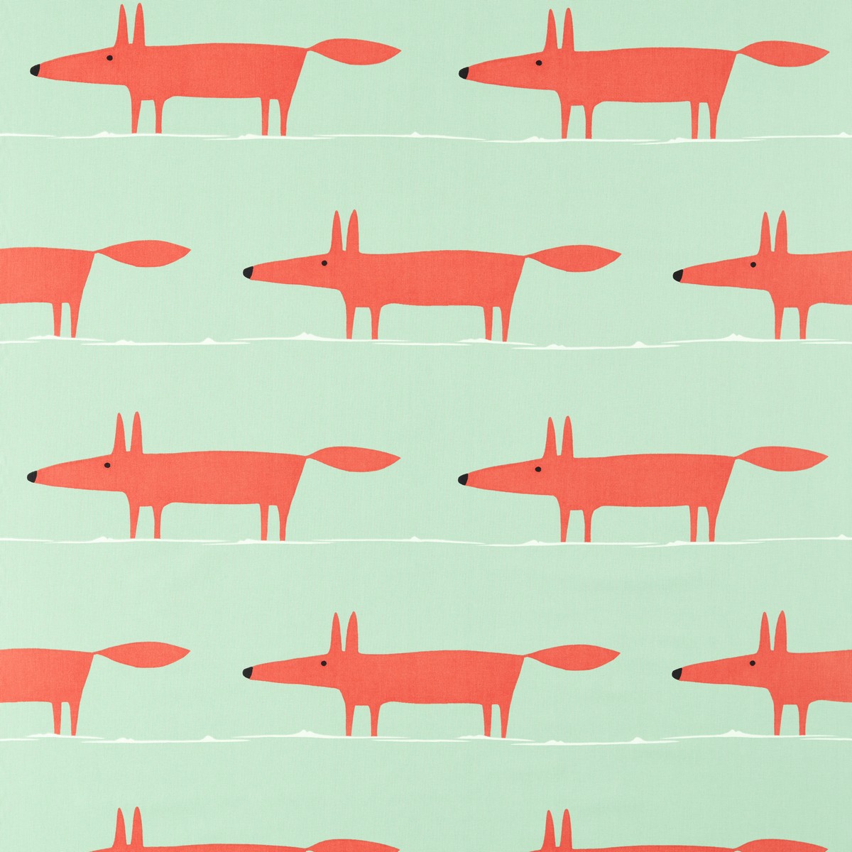 Mr Fox Sage / Poppy Fabric by Scion