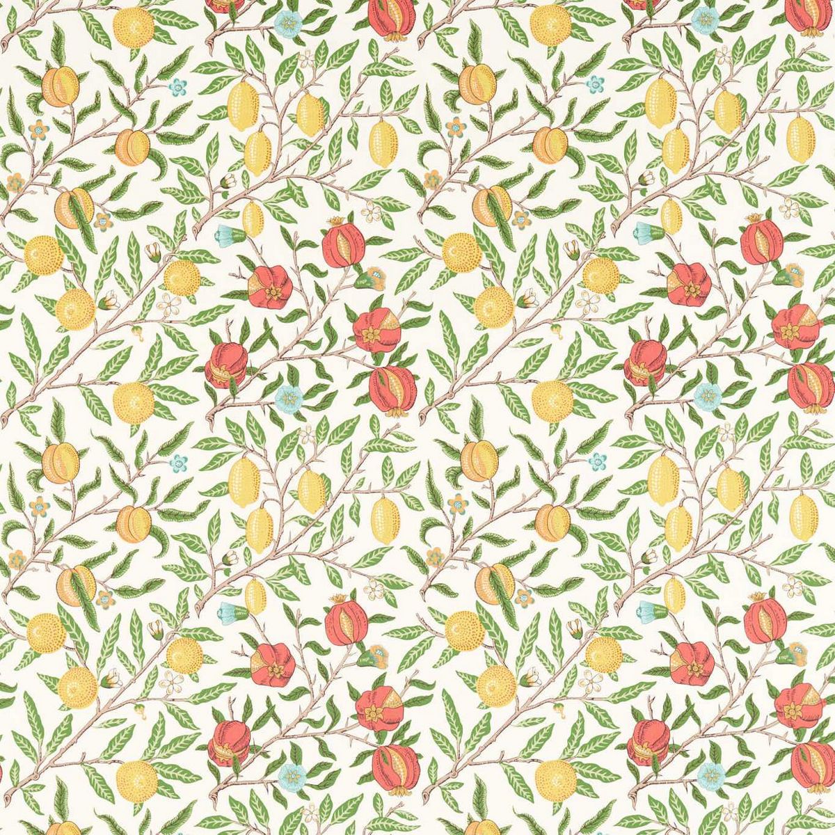 Fruit Leaf Green/Madder Fabric by William Morris & Co.