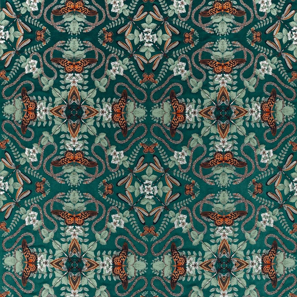 Emerald Forest Teal Jacquard Fabric by Clarke & Clarke