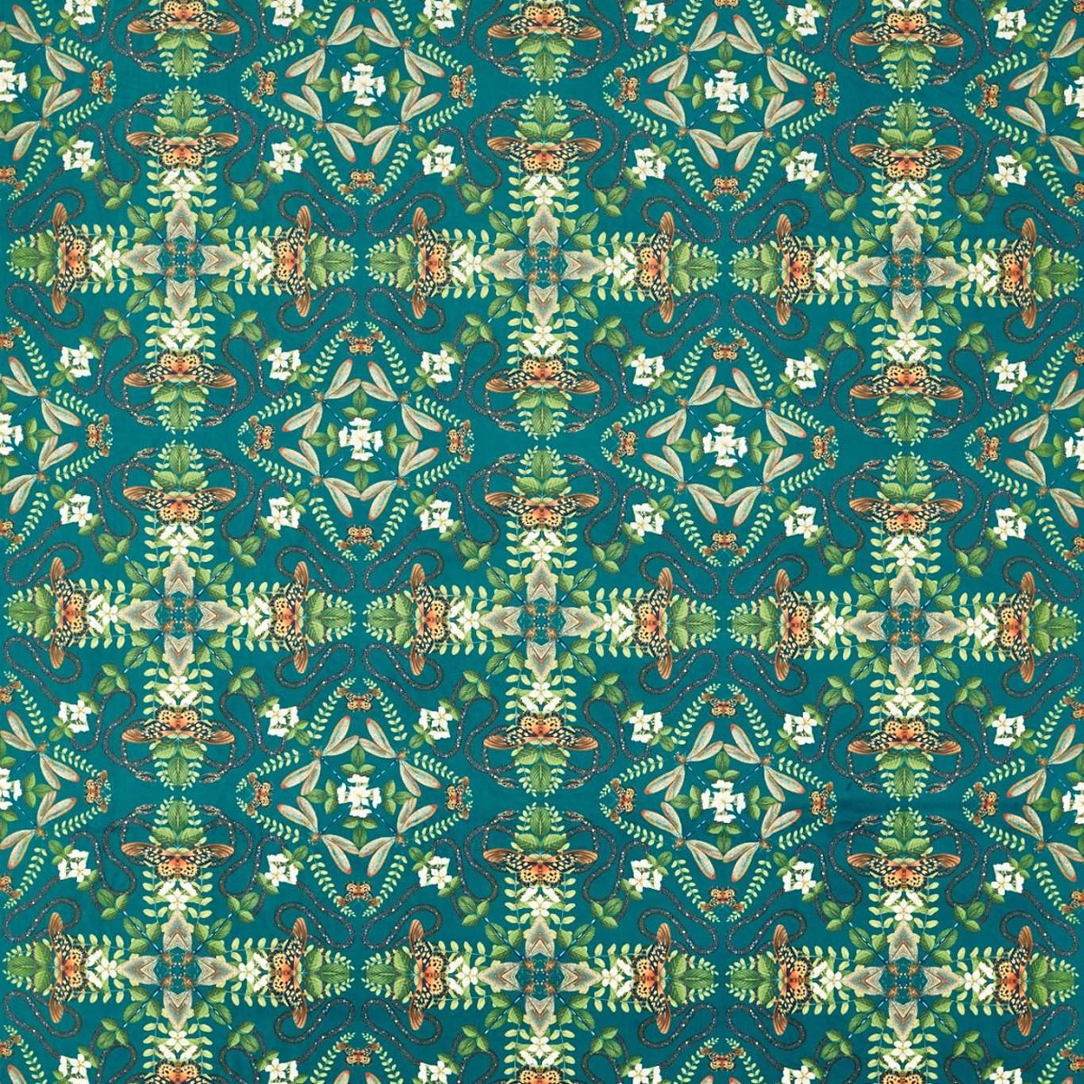 Emerald Forest Teal Velvet Fabric by Clarke & Clarke