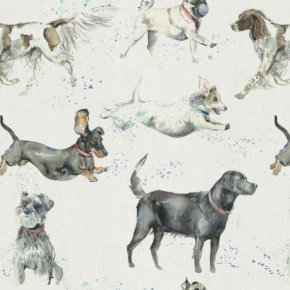 Dashing Dogs Linen Fabric by Voyage Decoration
