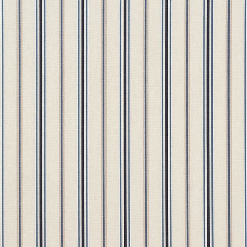 Salcombe Stripe Navy Fabric by Fryetts