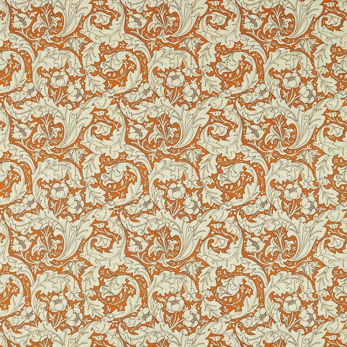 Bachelors Button Burnt Orange/Sky Fabric by William Morris & Co.