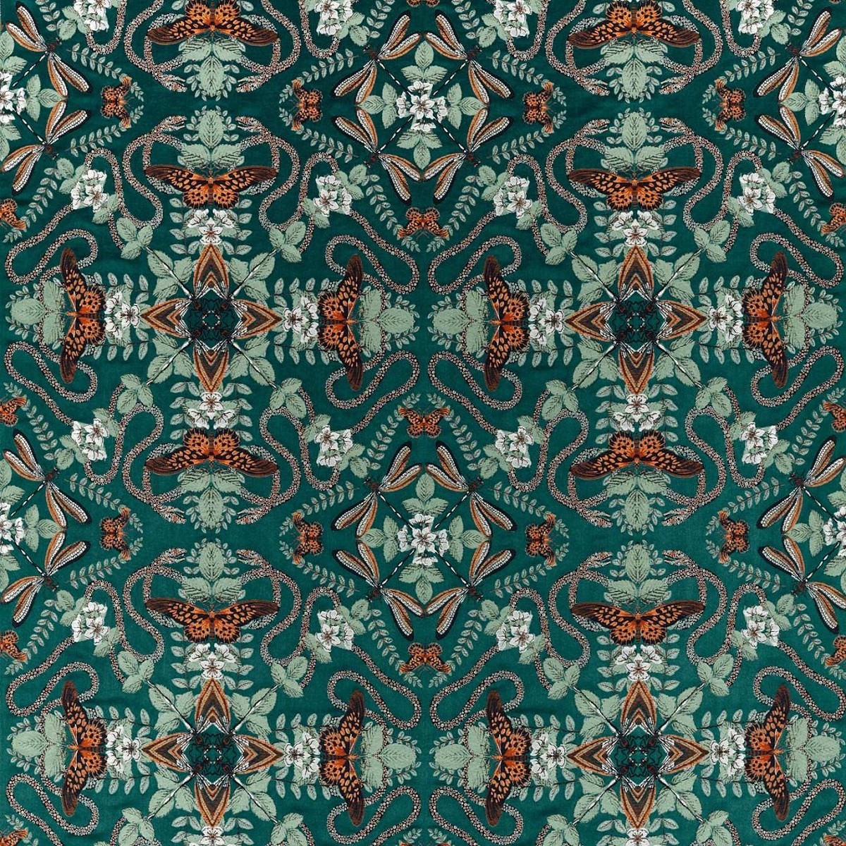 Emerald Forest Teal Jacquard Fabric by Wedgwood