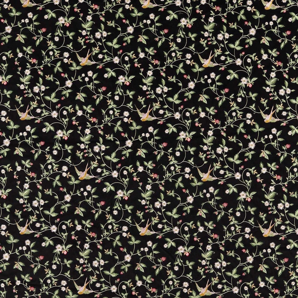 Wild Strawberry Noir Embroidery Fabric by Wedgwood