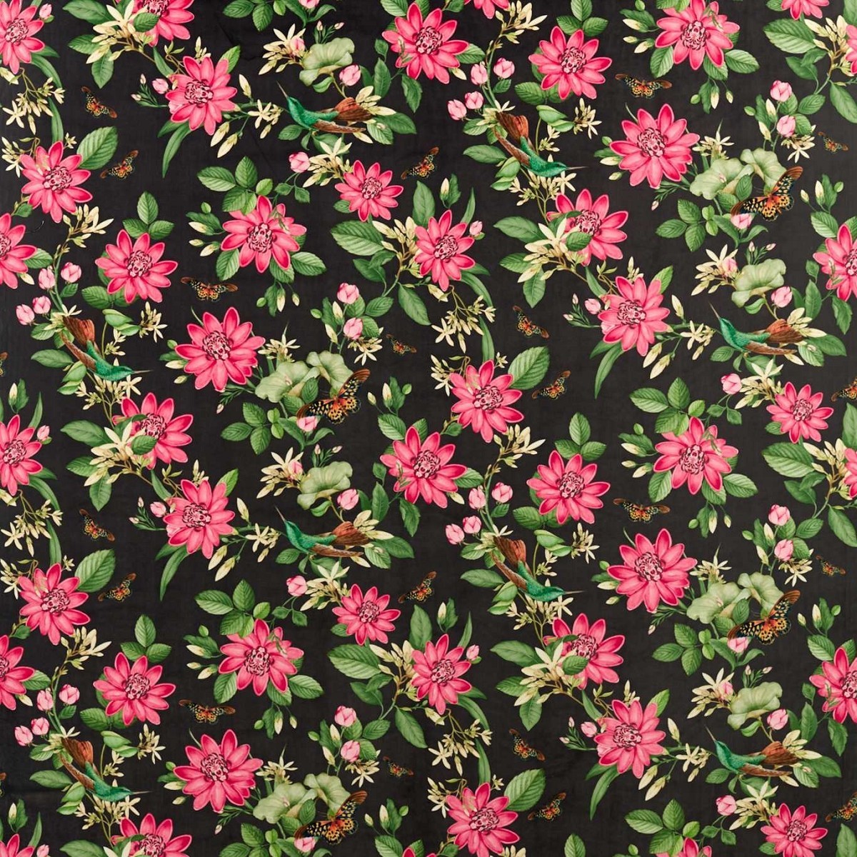 Pink Lotus Noir Velvet Fabric by Wedgwood