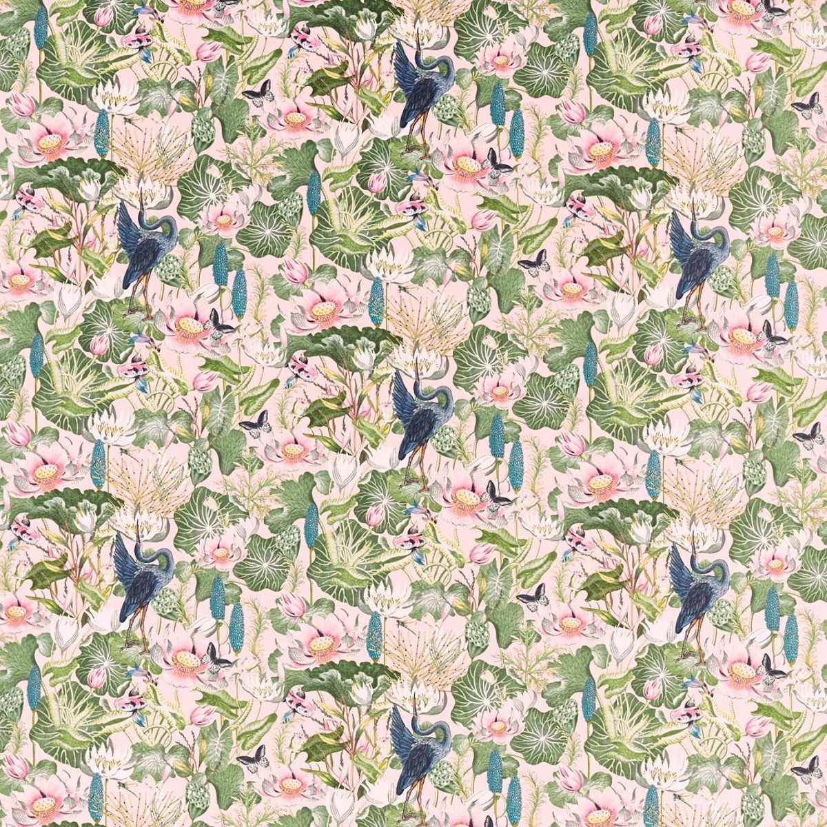 Waterlily Blush Velvet Fabric by Wedgwood
