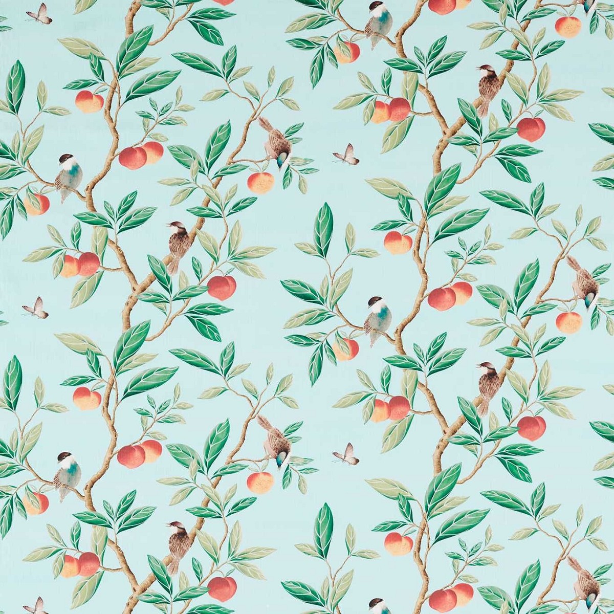 Ella Sky/Fig Leaf/ Nectarine Fabric by Harlequin