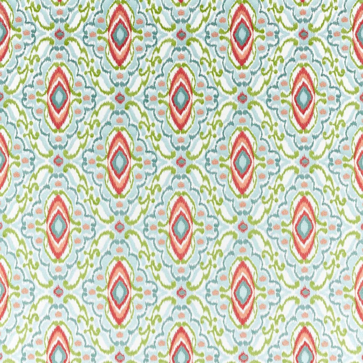 Ixora Sky/Cascade/Vermillion Fabric by Harlequin
